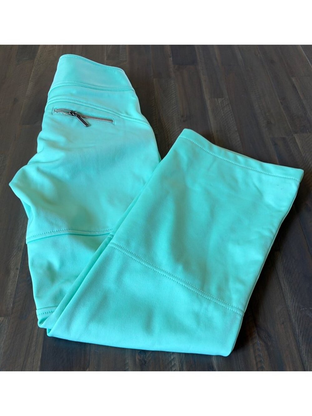 Athleta Zipper Detail Softshell Ski Pants Mint Green Size 2 Petite - Picture 6 of 6